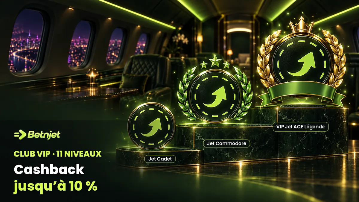 Club VIP Betnjet à 11 niveaux, de Jet Cadet à VIP Jet ACE Légende